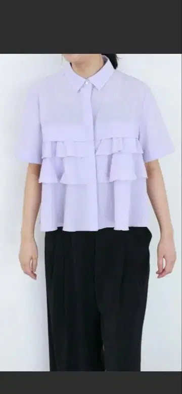 마릴린문 프릴 달린 반팔 셔츠 라벤더