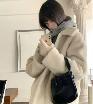 JINSIM 보아 코트 무스탕 코트
