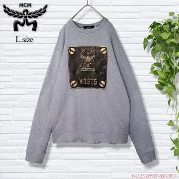 [레어] MCM 1976 메탈 플레이트 로고 맨투맨 트레이닝복 그레이 L
