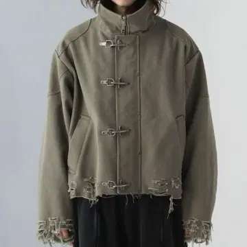 HARE 아우터 파이어맨 버클 바이커 블루종