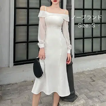 화이트 오프숄더 드레스 S 사이즈