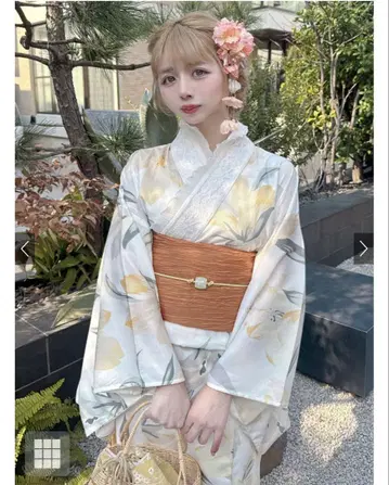 꽃무늬 유카타 오비 세트