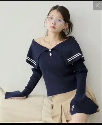 Chico 빅칼라 리브 니트