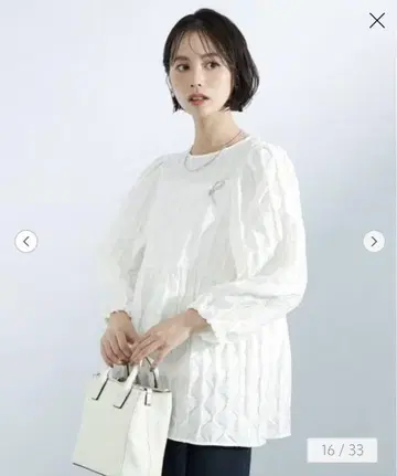 그린 라벨 릴랙싱 후쿠레 자카드 블라우스