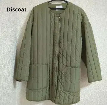 Discoat 충전솜 노카라 코트 카키