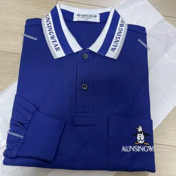 먼싱웨어 파랑 긴팔 피케 셔츠 M