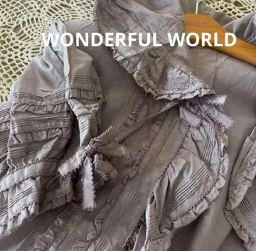 레어 미사용 WONDERFUL WORLD 후드 피코프릴 블라우스 연보라