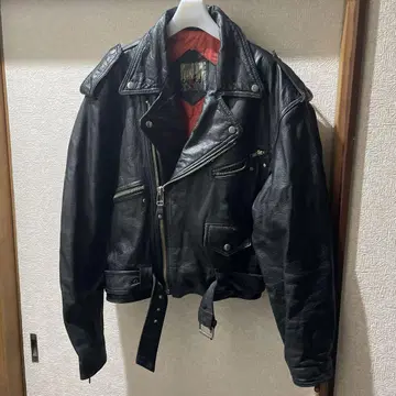 FERRE 블랙 가죽 더블 라이더 자켓