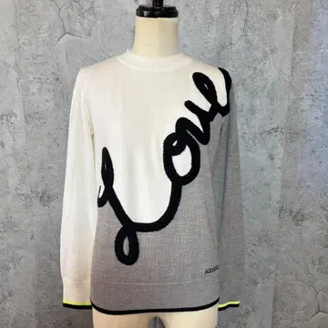 Adonisis LOVE 하이 게이지 바이컬러 로고 니트