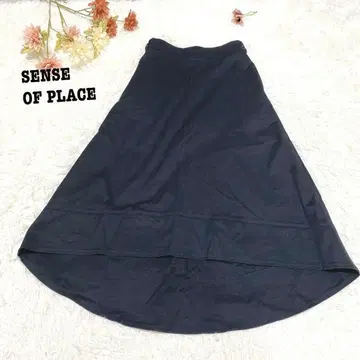 s.1413 [센스 오브 플레이스] 롱 플레어 스커트 지퍼 블랙