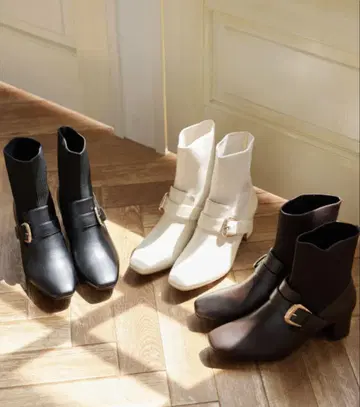 [ tocco closet ] 벨트 디자인 니트 도킹 숏부츠 L