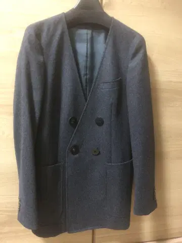 새상품급 유나이티드 애로우즈 울 노카라 더블 자켓 그레이 38