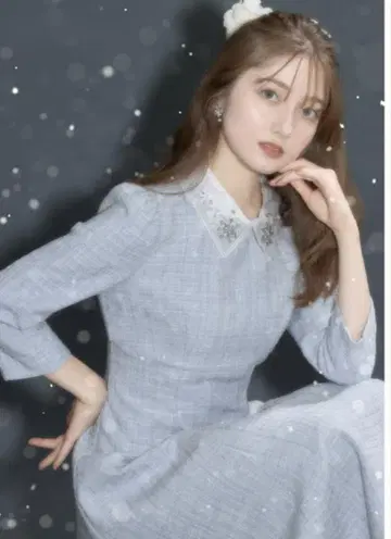 [ 새상품급 ] 트위드 원피스 라메 블루 tocco closet 깔끔한