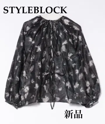STYLEBLOCK 시어 자카드 꽃무늬 2WAY 볼륨 블라우스