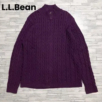 L.L.Bean 코튼 니트 케이블 니트 보라색 L 사이즈 무지