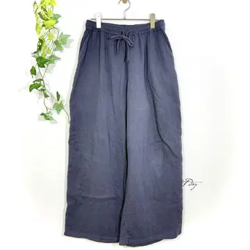 무인양품 MUJI 후와리 시보 거즈 와이드 팬츠 네이비 L