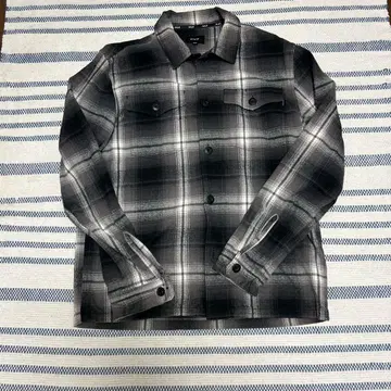HUF 블랙 그레이 체크 플란넬 셔츠 M