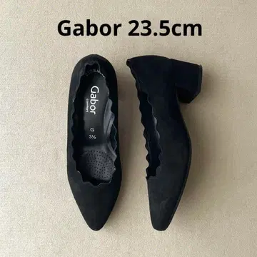 새상품급 Gabor 가보르 스웨이드 펌프스 블랙 스웨이드 와이드 힐