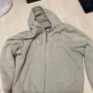 GAP 플리스 라이닝 후드티 베이지