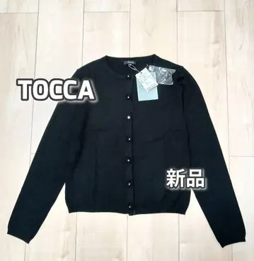 택 포함 새상품 TOCCA 실크 캐시미어 혼방 가디건 블랙 XS