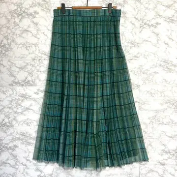 ZARA 체크 샤샤 스커트/안감 있음 플리츠 비침 시어 그린