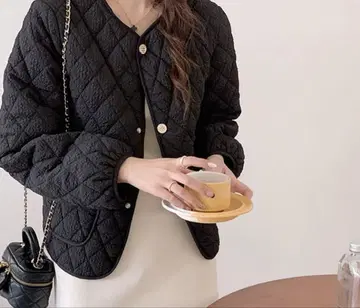 노카라 퀼팅 자켓 블랙 M 사이즈