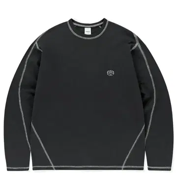 MAHAGRID CURVED STITCH LS TEE CHARCOAL