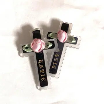 katie 케이티 크로스 모티브 장미 귀찌