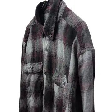 90s USA 구제 의류 옴브레 체크 플란넬 셔츠 George 그레이