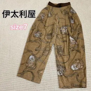 이타리야 와이드 테이퍼드 팬츠 레오파드 무늬 애니멀 무늬