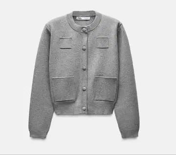 ZARA 플레인 니트 자켓 패디드 숄더
