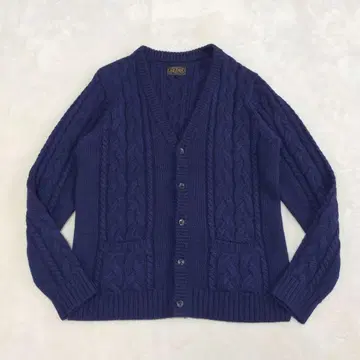 새상품급 BEAMS+ 알파카 100% 앞 버튼 케이블 니트 가디건