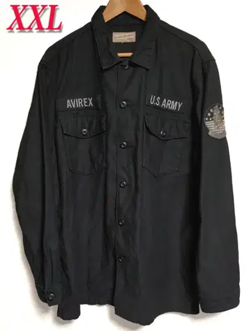 AVIREX 아비렉스 백 프린트 밀리터리 셔츠 블랙 XXL 배송비 포함