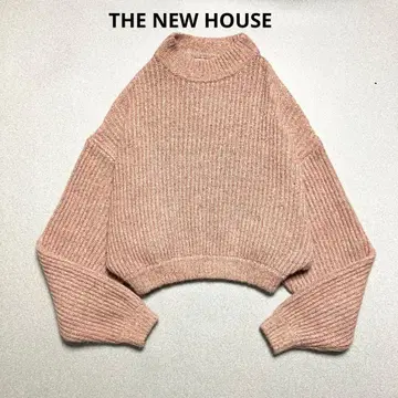 THE NEW HOUSE 캐시미어 100% 크롭 리브 니트 멜란지