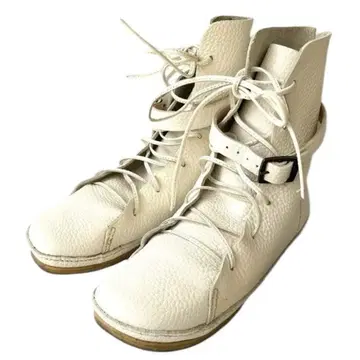 대매출 KOOS 코스 가죽 벨트 숏부츠 화이트 24cm