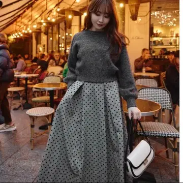 Her lip to Tweed Flocked Long Skirt M
