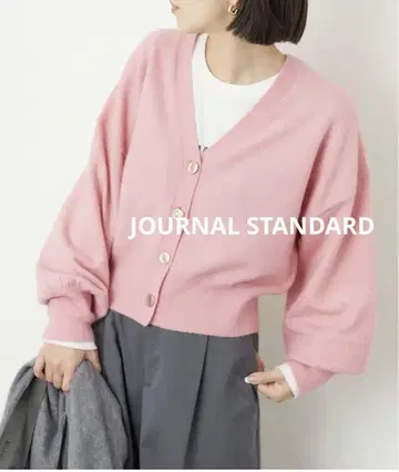 새상품급 JOURNAL STANDARD 핑크 니트 가디건 골드 버튼