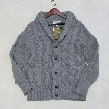 미사용품 알파카 100% 숄카라 케이블 가디건 앞 버튼