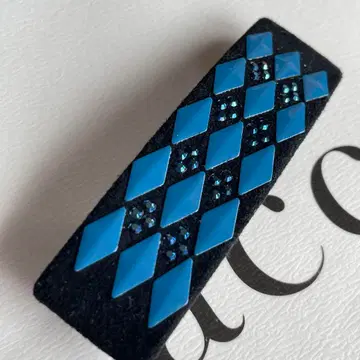 컨디션 최상 아카 머리핀 블루 다이아 블랙 벨벳