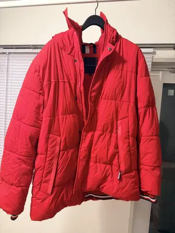 TOMMY HILFIGER TH FLEX 빨간색 L 퍼 다운 자켓