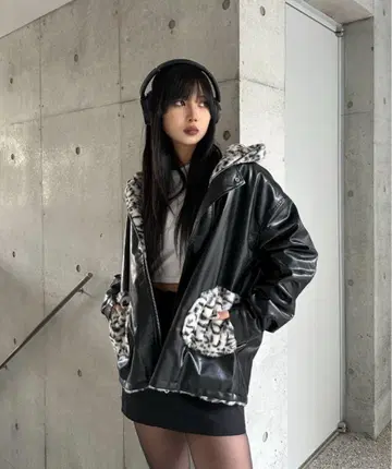 KsG 레오파드 무늬 포켓 자켓