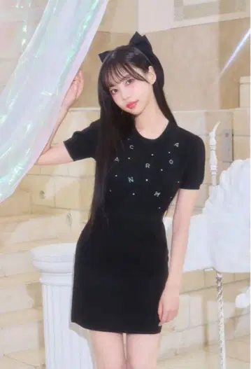 미셸 마카롱 랜덤 스톤 니트 원피스