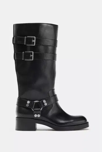 ZARA 메탈 버클 부츠 검정 바이커 부츠 블랙