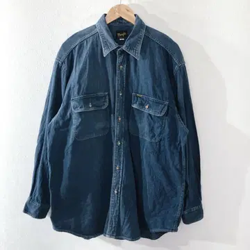 빈티지 wrangler 랭글러 데님 셔츠 긴팔 남성용 XL 구제 의류