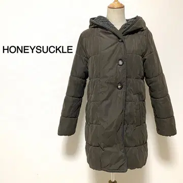 HONEYSUCKLE ROSE 브라운 후드 안감 니트 다운 자켓