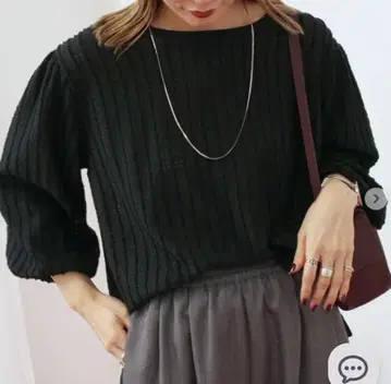 Samansa Mos2 blue 자카드 볼륨 슬리브 풀오버