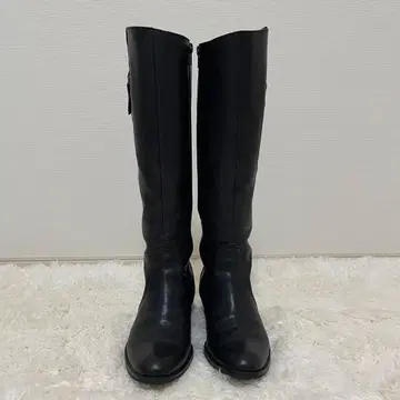 블랙 천연 가죽 롱 부츠 일본제