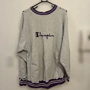 Champion 그레이 트레이닝복 보라색 리브 포함