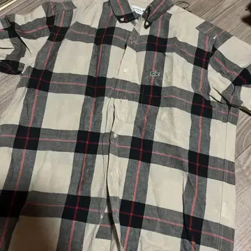 LACOSTE 체크 무늬 반팔 셔츠 US S/M