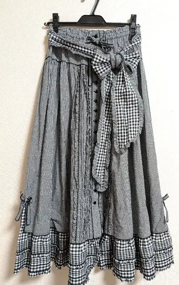 가격 인하 핑크하우스 2024 깅엄 체크 스커트 블랙 계열